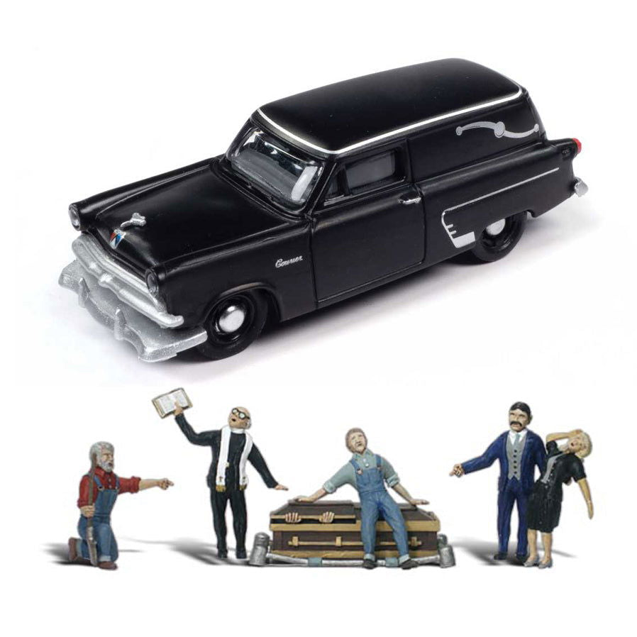 CMW 1/87 HO Scale 1953 Ford HEARSE Station Wagon +Woodland Scenics Figures Combo - ModelsPower