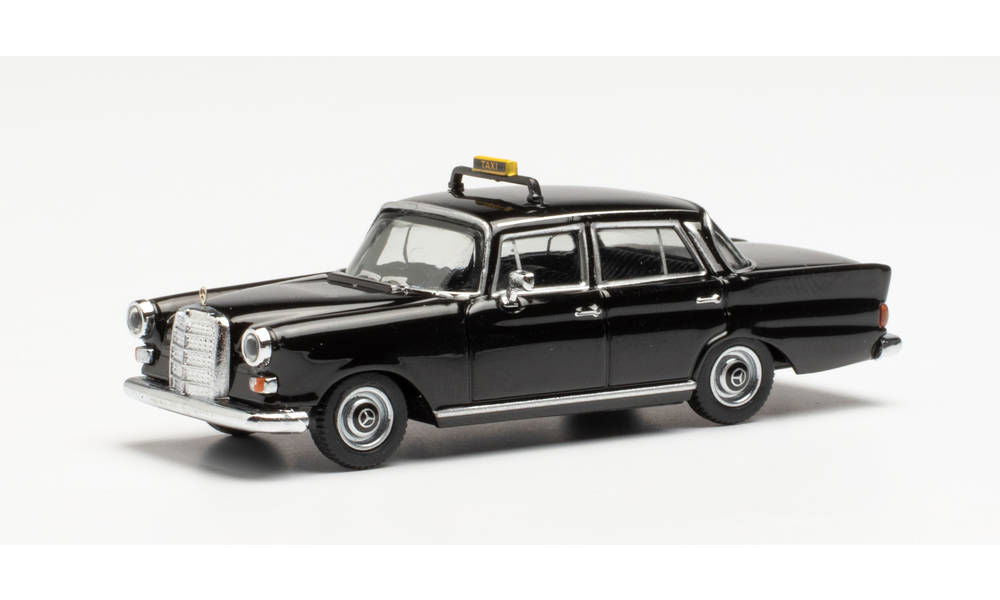 Herpa 1/87 HO Scale 1960s Mercedes-Benz 200 Tail Fin Taxi Black 95686 Assembled - ModelsPower