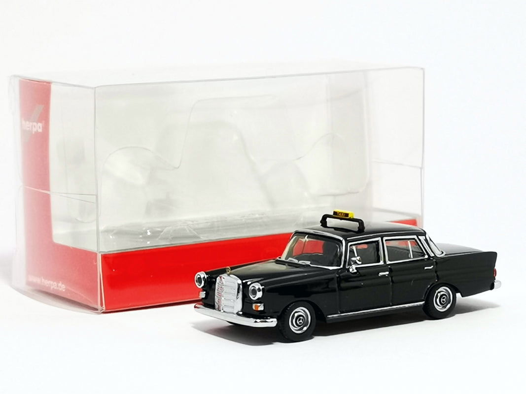 Herpa 1/87 HO Scale 1960s Mercedes-Benz 200 Tail Fin Taxi Black 95686 Assembled - ModelsPower