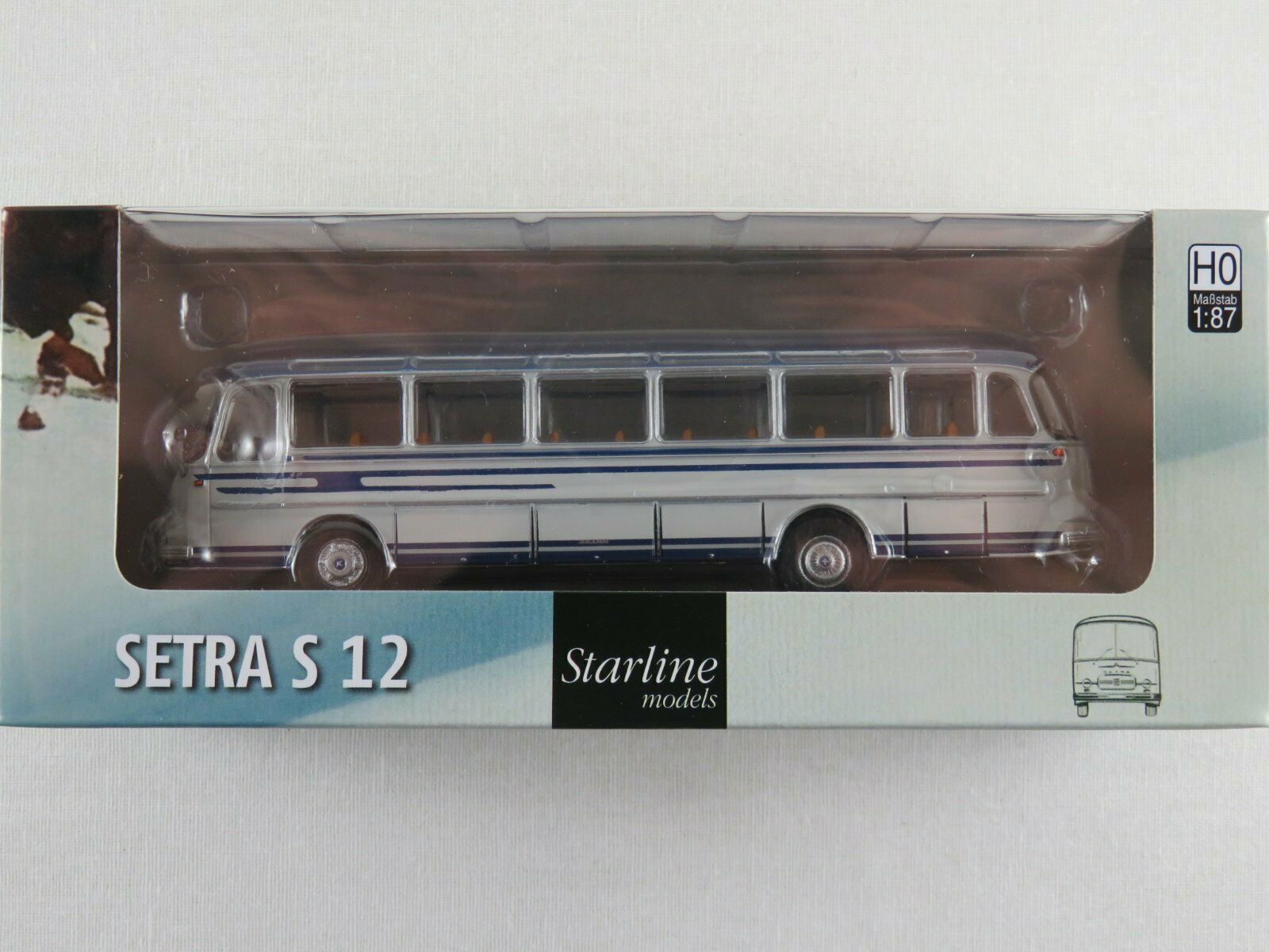 Brekina 1/87 HO Scale 1965-1967 Kassbohrer Setra S 12 Bus Starline Sapphire Blue - ModelsPower