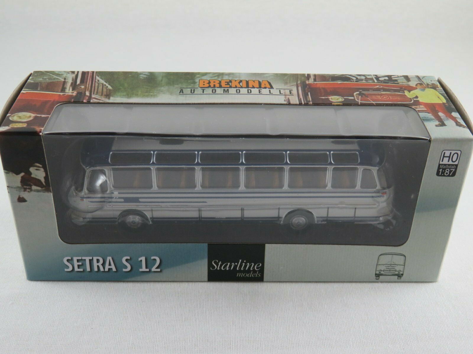 Brekina 1/87 HO Scale 1965-1967 Kassbohrer Setra S 12 Bus Starline Sapphire Blue - ModelsPower