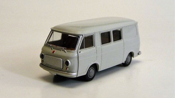 Brekina Auto 1/87 HO Scale 1967-1983 FIAT 238 Half-Passenger Van Light Gray Bus - ModelsPower