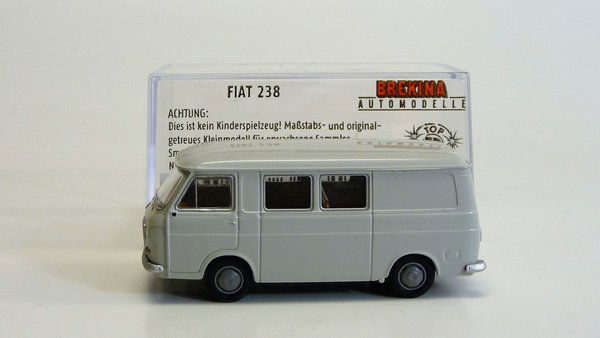 Brekina Auto 1/87 HO Scale 1967-1983 FIAT 238 Half-Passenger Van Light Gray Bus - ModelsPower