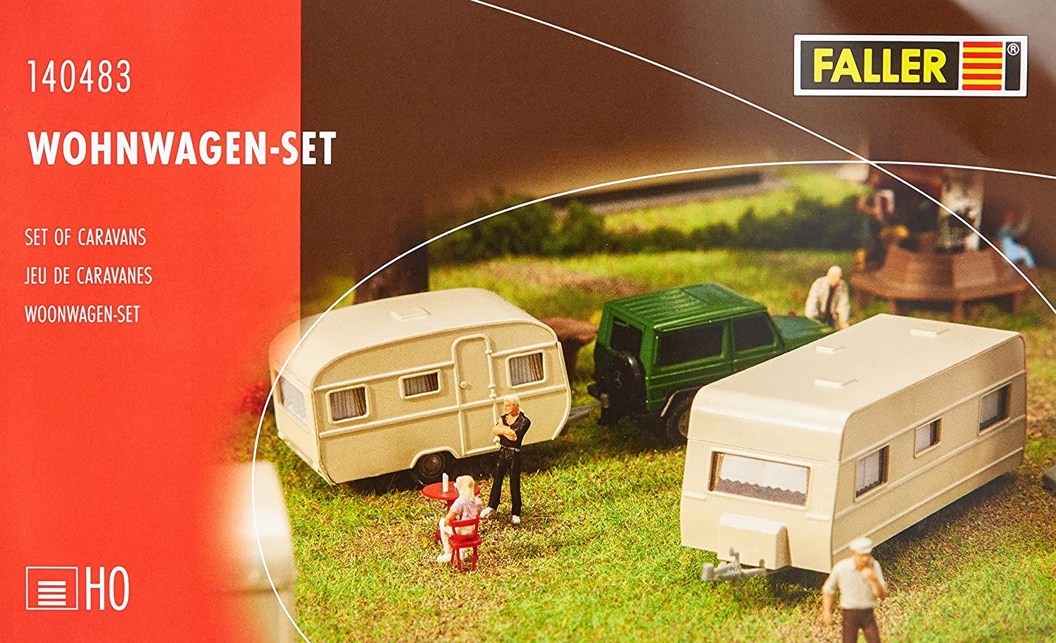 FALLER 1/87 HO Scale 1970s TRAVEL TRAILERS Camper Caravans Building Kit (2PCS) - ModelsPower