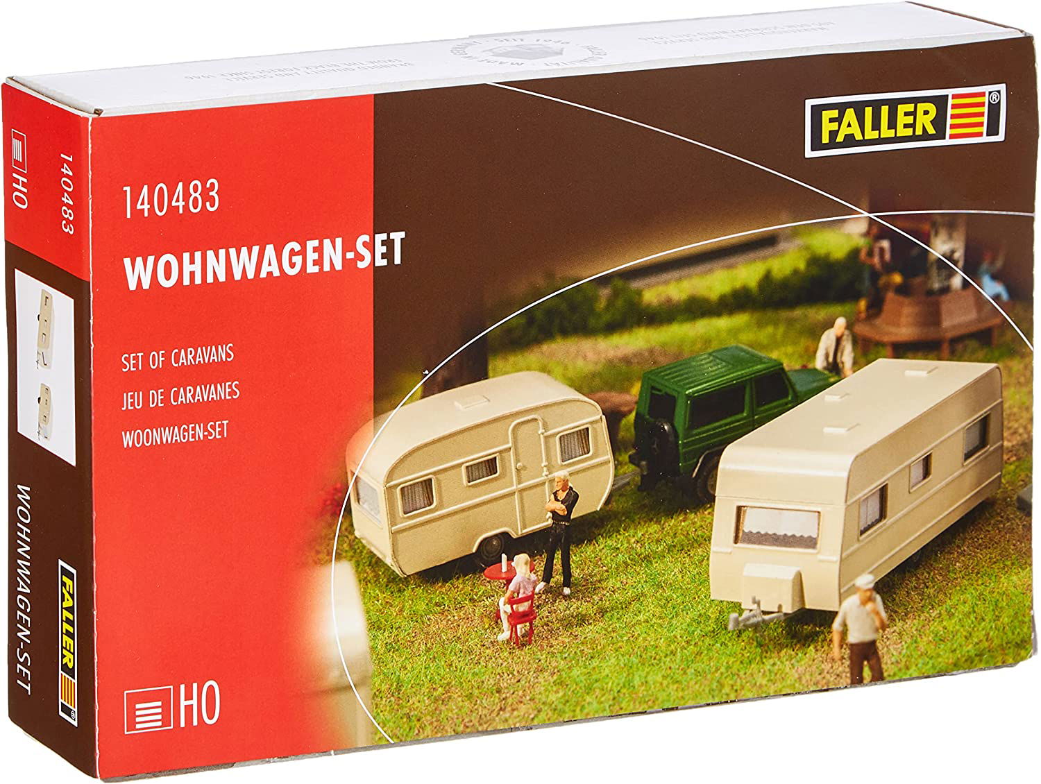 FALLER 1/87 HO Scale 1970s TRAVEL TRAILERS Camper Caravans Building Kit (2PCS) - ModelsPower