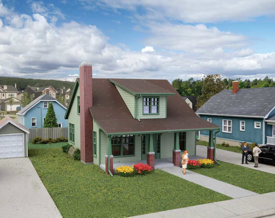 WALTHERS Cornerstone 1/87 HO Scale 2-Story East-West CRAFTSMAN BUNGALOW Kit NEW! - ModelsPower