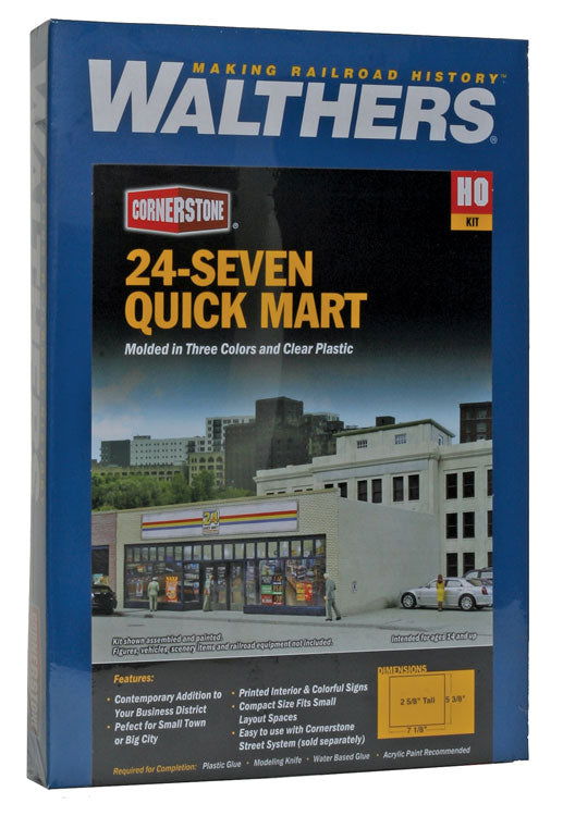 WALTHERS Cornerstone 1/87 HO Scale 24-SEVEN QUICK MART convenience store 9333477 - ModelsPower