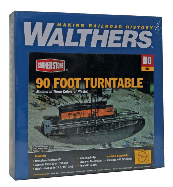 WALTHERS Cornerstone 1/87 HO Scale 90' TURNTABLE train operations kit 933-3171 - ModelsPower