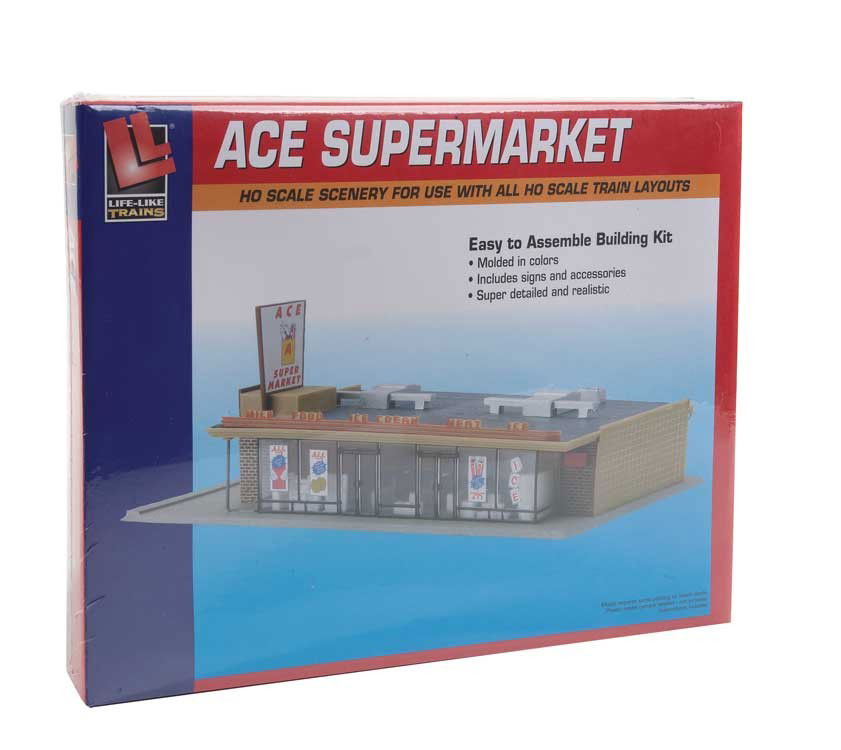 Walthers Life-Like 433-1330 1/87 HO Scale ACE SUPER MARKET Model Structure Kit - ModelsPower