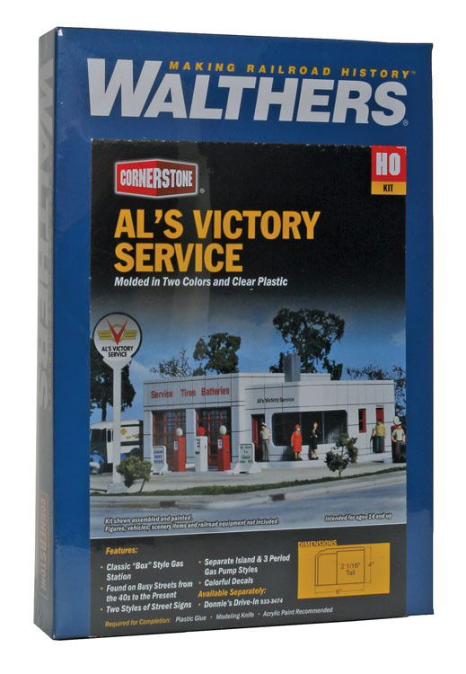 WALTHERS Cornerstone 933-3072 1/87 HO Scale AL'S VICTORY SERVICE GAS STATION Kit - ModelsPower