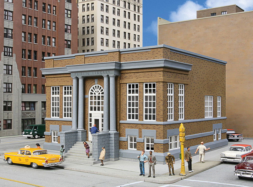 WALTHERS Cornerstone 1/87 HO Scale AMERICAN PUBLIC LIBRARY Structure Kit 9333493 - ModelsPower