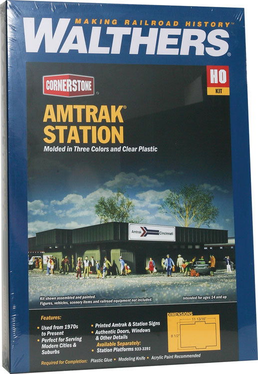 WALTHERS Cornerstone 933-3038 1/87 HO Scale AMTRAK TRAIN STATION Structure Kit - ModelsPower