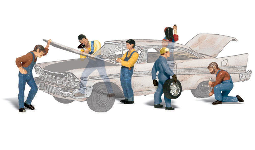 Woodland Scenics 1/87 HO Scale AUTO MECHANICS 6pcs Figures Scenic Accents A1914 - ModelsPower