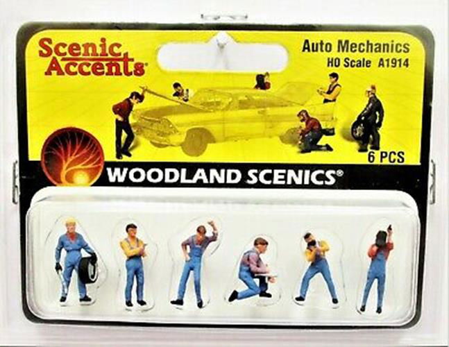 Woodland Scenics 1/87 HO Scale AUTO MECHANICS 6pcs Figures Scenic Accents A1914 - ModelsPower