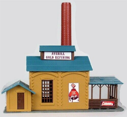 MODEL POWER 576 1/87 HO Scale AVERILL GOLD REFINERY built up LIGHTED + 2 Figures - ModelsPower