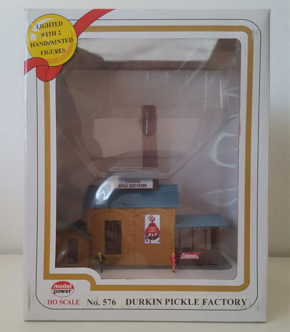 MODEL POWER 576 1/87 HO Scale AVERILL GOLD REFINERY built up LIGHTED + 2 Figures - ModelsPower