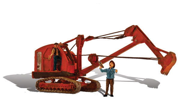 Woodland Scenics 1/87 HO Scale BACKHOE & 2 FIGURES construction AutoScenes A5566 - ModelsPower