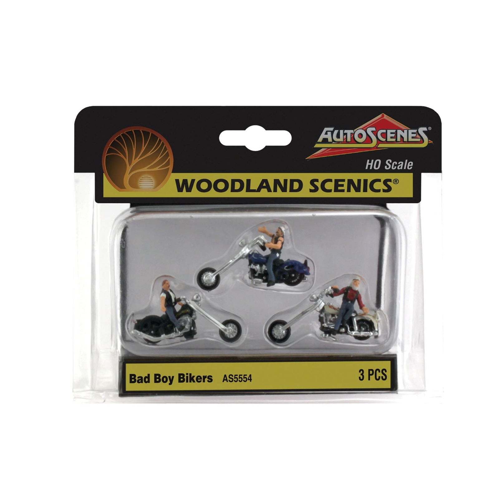 Woodland Scenics 1/87 HO Scale BAD BOY BIKERS custom choppers AutoScenes AS5554 - ModelsPower