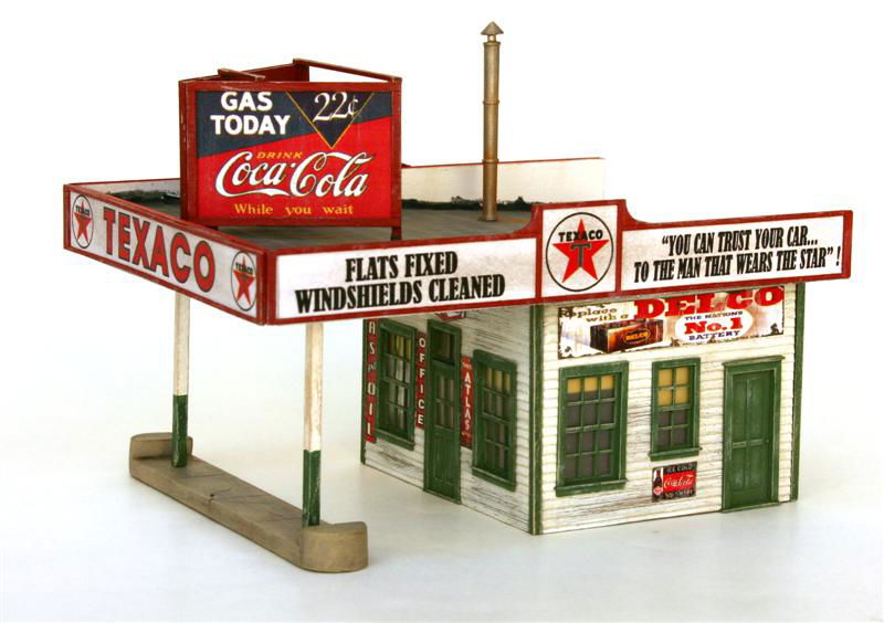 BAR MILLS 0102 1/87 HO Scale BUD SMILEY'S GAS STOP Texaco Shell Station Wood Kit - ModelsPower