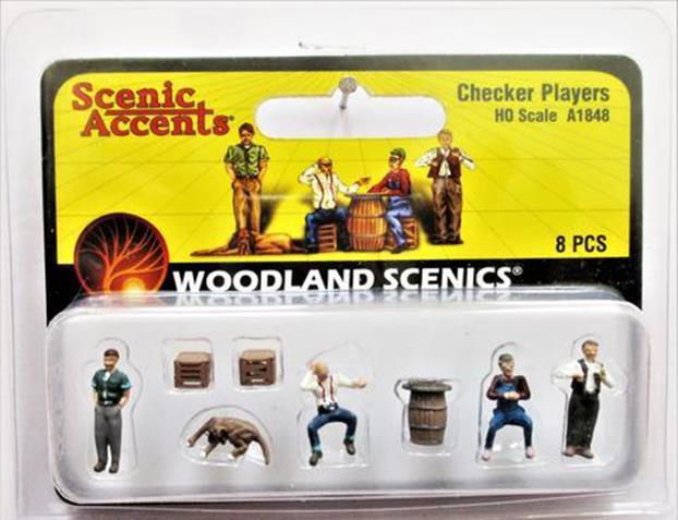 Woodland Scenics 1/87 HO Scale CHECKER PLAYERS Figures Scenic Accents A1848 8pcs - ModelsPower