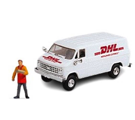 Trident 1/87 HO Scale DHL Worldwide Express Chevrolet Delivery Van+Driver Figure - ModelsPower