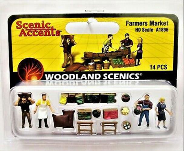 Woodland Scenics 1/87 HO Scale FARMERS MARKET Figures Scenic Accents A1896 14pcs - ModelsPower