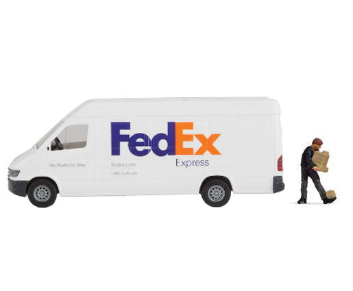 Walthers SceneMaster (Busch) 1/87 HO Scale FEDEX EXPRESS Delivery Van & Driver - ModelsPower