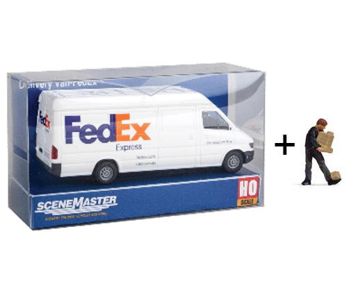 Walthers SceneMaster (Busch) 1/87 HO Scale FEDEX EXPRESS Delivery Van & Driver - ModelsPower