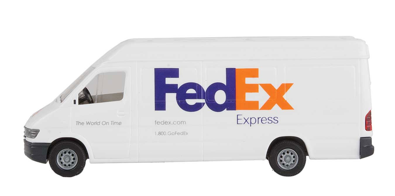 Walthers SceneMaster (Busch) 1/87 HO Scale FEDEX EXPRESS Delivery Van & Driver - ModelsPower