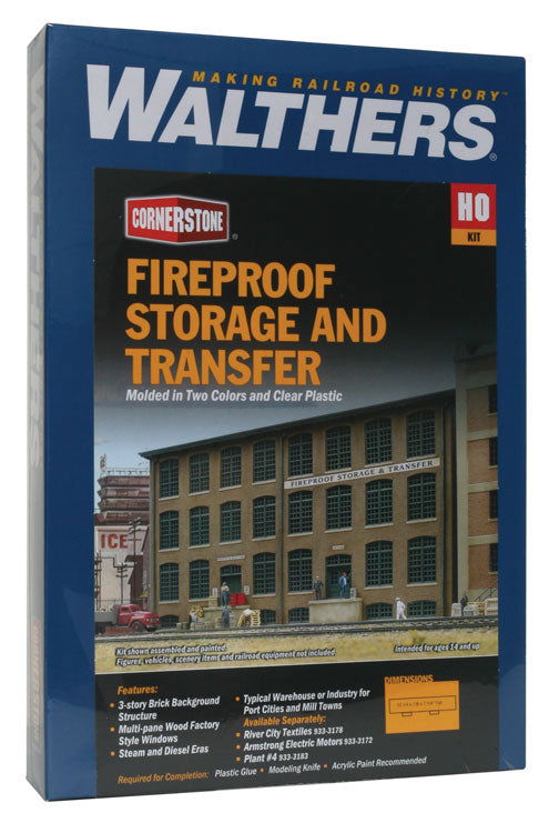 WALTHERS Cornerstone 9333189 1/87 HO Scale FIREPROOF STORAGE BACKGROUND BLDG Kit - ModelsPower