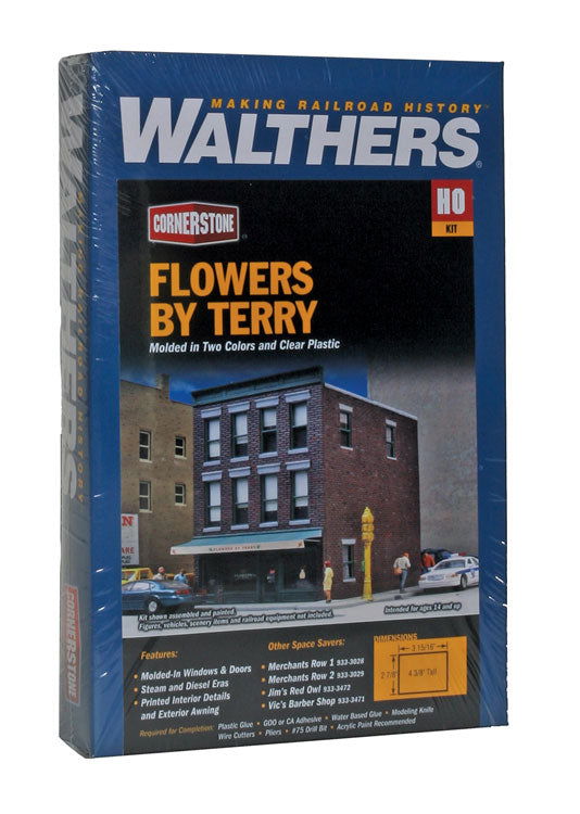 WALTHERS Cornerstone 933-3473 1/87 HO Scale FLOWERS BY TERRY storefront bldg kit - ModelsPower