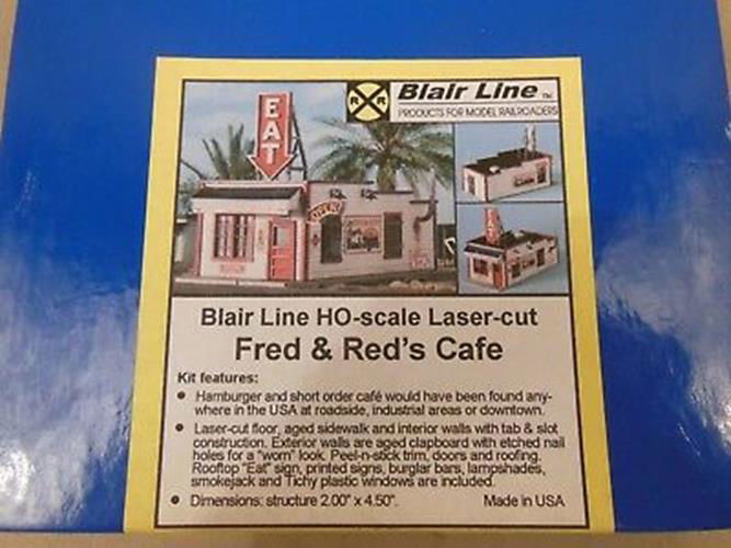 BLAIR LINE 1/87 HO Scale FRED & RED'S HAMBURGERS Cafe Laser-Cut Wood Kit 184-190 - ModelsPower