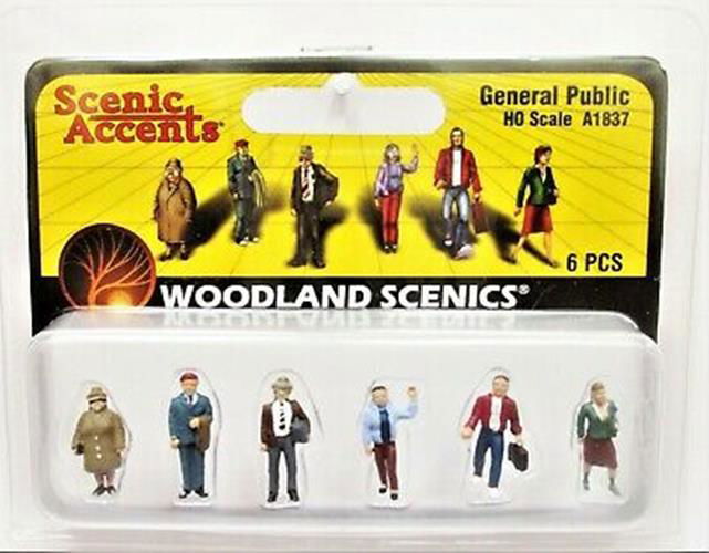 Woodland Scenics 1/87 HO Scale GENERAL PUBLIC People Scenic Accents A1837 6pcs - ModelsPower