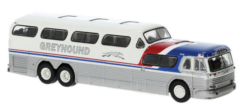 1/87 HO Scale GREYHOUND 1954-56 GMC PD-4504 Scenicruiser Bus & 6 Passengers NEW! - ModelsPower