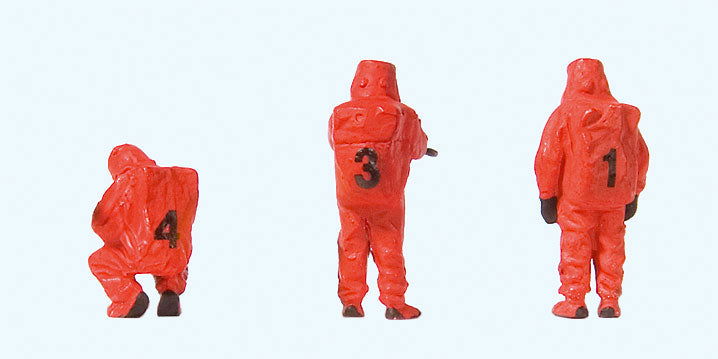 Preiser 1/87 HO Scale HAZMAT Suit Firemen+Walthers Hazardous Material Fire Truck - ModelsPower