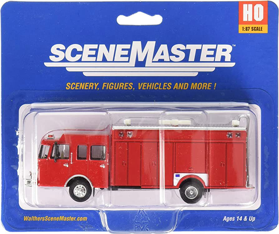 Preiser 1/87 HO Scale HAZMAT Suit Firemen+Walthers Hazardous Material Fire Truck - ModelsPower