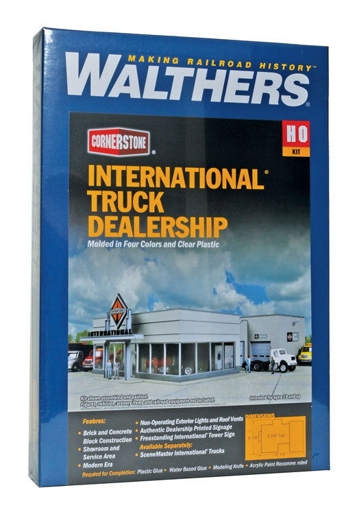 Walthers Cornerstone 1/87 HO Scale INTERNATIONAL TRUCK DEALERSHIP Structure Kit - ModelsPower