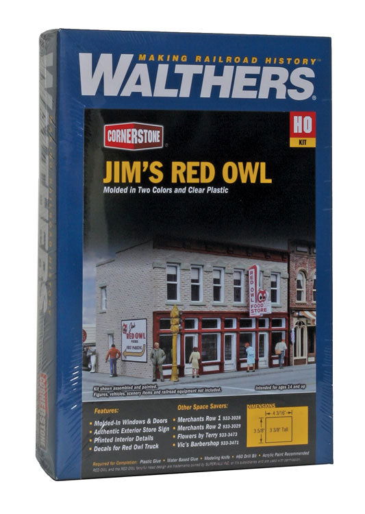 WALTHERS Cornerstone 9333472 1/87 HO Scale JIM'S RED OWL neighborhood market kit - ModelsPower