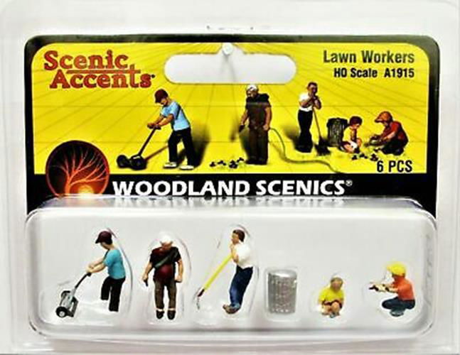 Woodland Scenics 1/87 HO Scale LAWN WORKERS Figure Scenic Accents A1915 6 pieces - ModelsPower