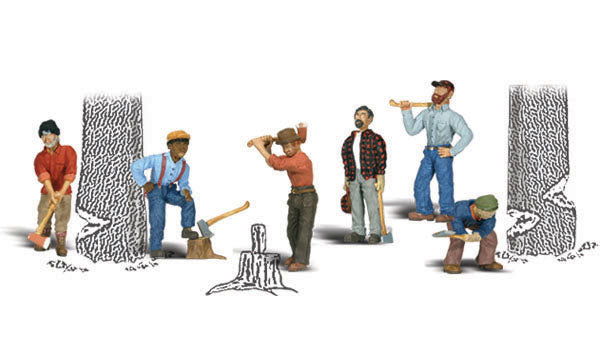 Woodland Scenics 1/87 HO Scale LUMBERJACKS Men Figures Scenic Accents A1876 7pcs - ModelsPower