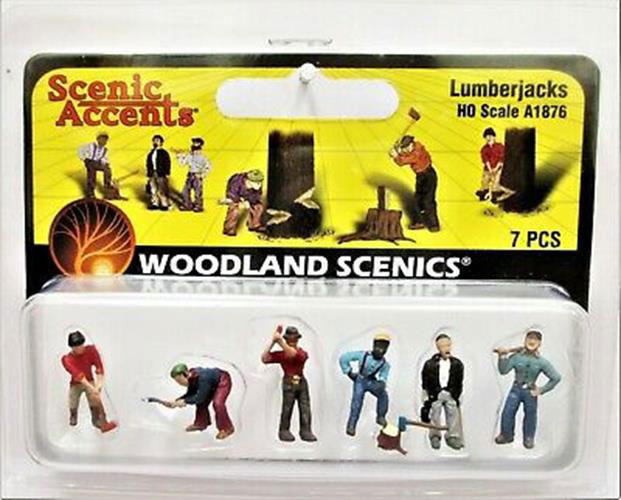 Woodland Scenics 1/87 HO Scale LUMBERJACKS Men Figures Scenic Accents A1876 7pcs - ModelsPower