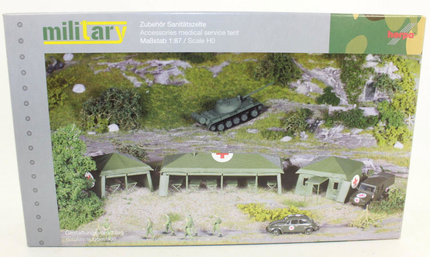 Herpa Military 746021 1/87 HO Scale MEDICAL SERVICES TENTS (3) + Accessories Kit - ModelsPower