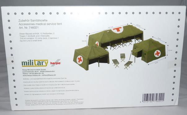 Herpa Military 746021 1/87 HO Scale MEDICAL SERVICES TENTS (3) + Accessories Kit - ModelsPower