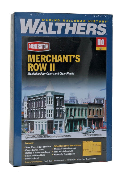 WALTHERS Cornerstone 9333029 1/87 HO Scale MERCHANT'S ROW II model structure kit - ModelsPower