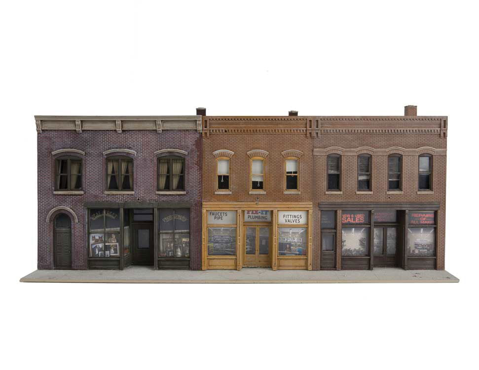 Walthers Cornerstone 1/87 HO Scale MERCHANT'S ROW IV brick storefronts 933-4040 - ModelsPower