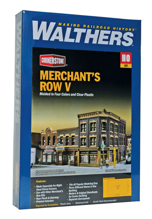 WALTHERS Cornerstone 9334041 1/87 HO Scale MERCHANT'S ROW V stores structure kit - ModelsPower