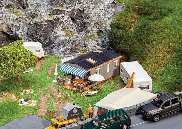 FALLER 1/87 HO Scale MOBILE HOME Kit for Campground Scene 142 parts in 7 colors - ModelsPower