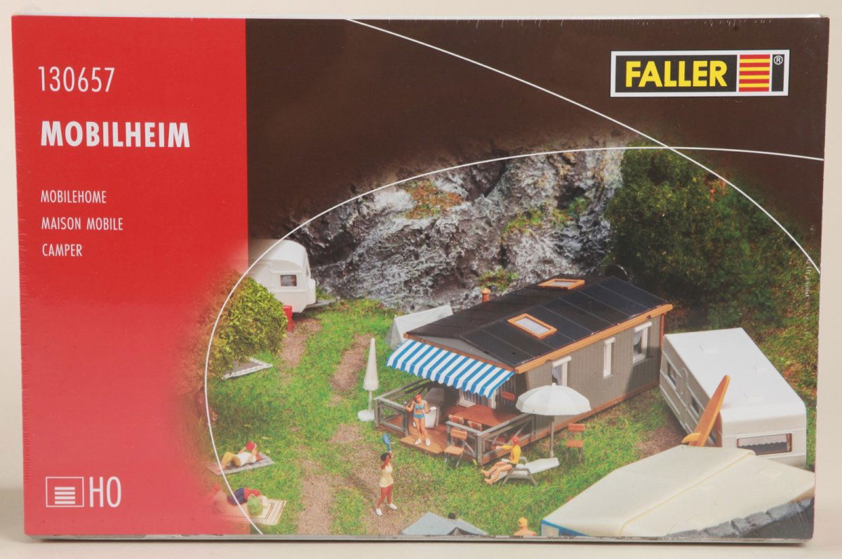 FALLER 1/87 HO Scale MOBILE HOME Kit for Campground Scene 142 parts in 7 colors - ModelsPower