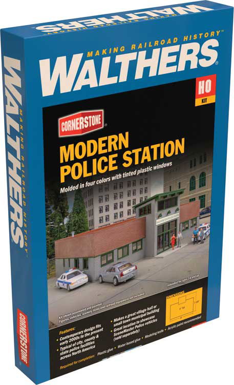 WALTHERS Cornerstone 933-4201 1/87 HO Scale MODERN POLICE STATION structure kit - ModelsPower