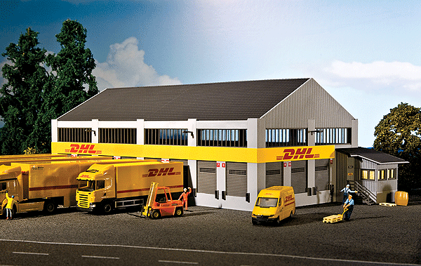 Faller 1/87 HO Scale Model DHL Freight House Logistics Center -19 Doors & Office - ModelsPower